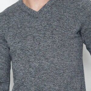 100% Merino Wool Banana Republic Sweater Large Black Gray Men's EUC